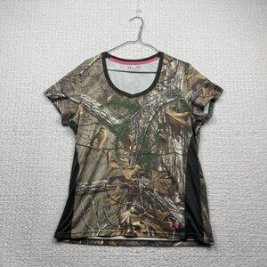 Under Armour x Real Tree Camo Women’s Sz L Short Sleeve T-shirt Heat Gear Sports